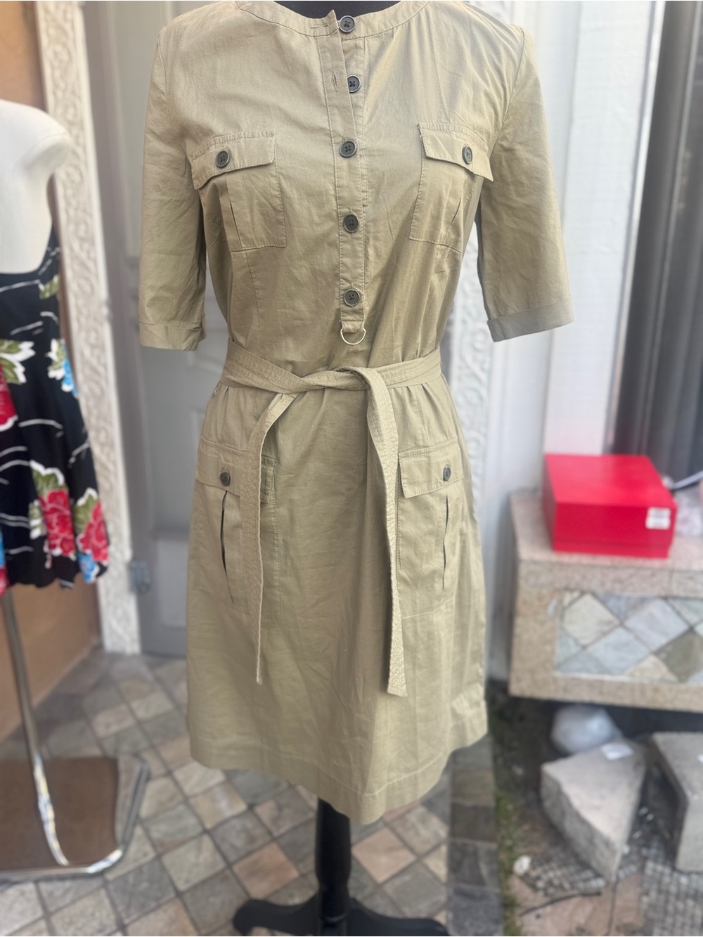 Penguin size medium Women's Khaki Utility Shirt Dress with Belt